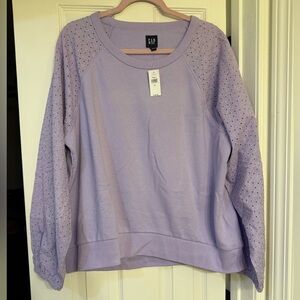 Gap Vintage Soft Eyelet Sweatshirt Lavender Color Size XL NWT